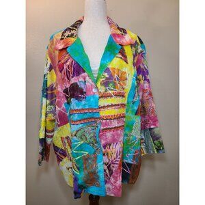 Parsley & Sage Long Sleeves Womens Jacket Top Blouse Multicolor Pink Size 3X
